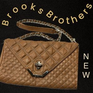 BROOKS BROTHERS Quilted Shoulder Bag - Dark Tan - NEW!